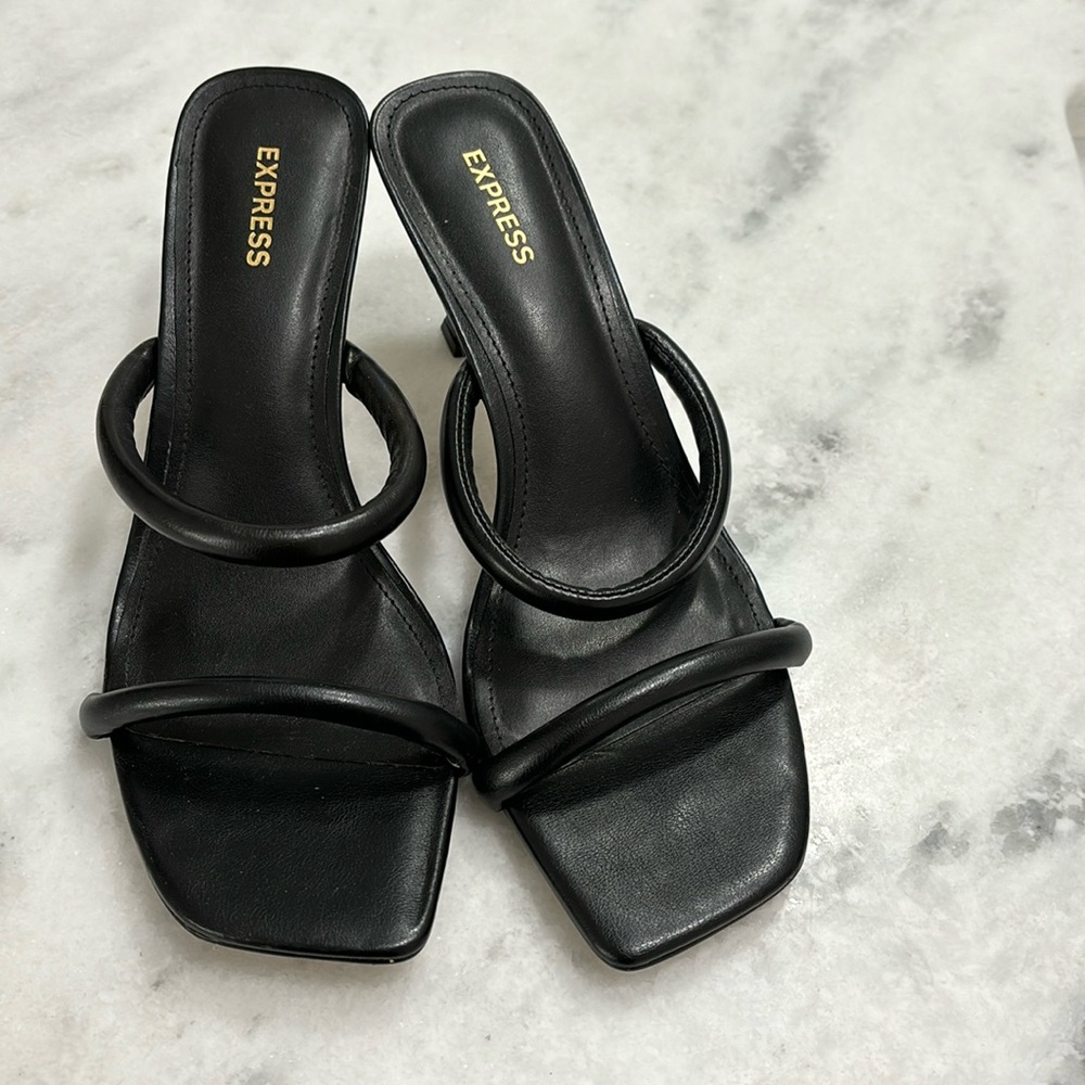 Black slip on, @3” heels by Express .